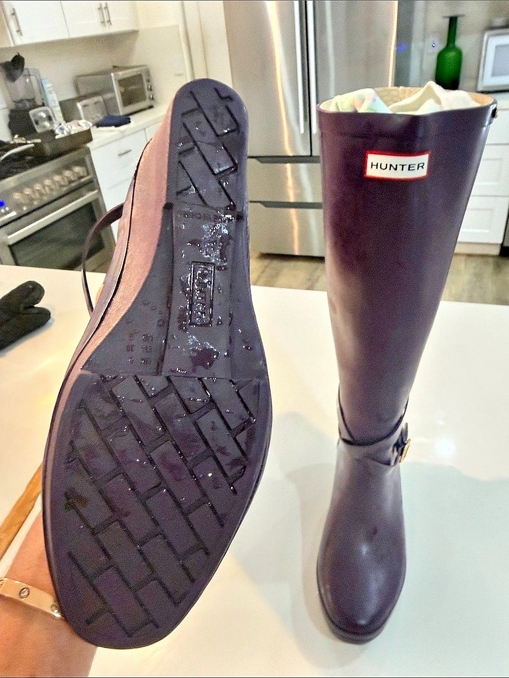 Hunter Andora Tall Wedge Rain Boots Purple๐๐ - Picture 14 of 16
